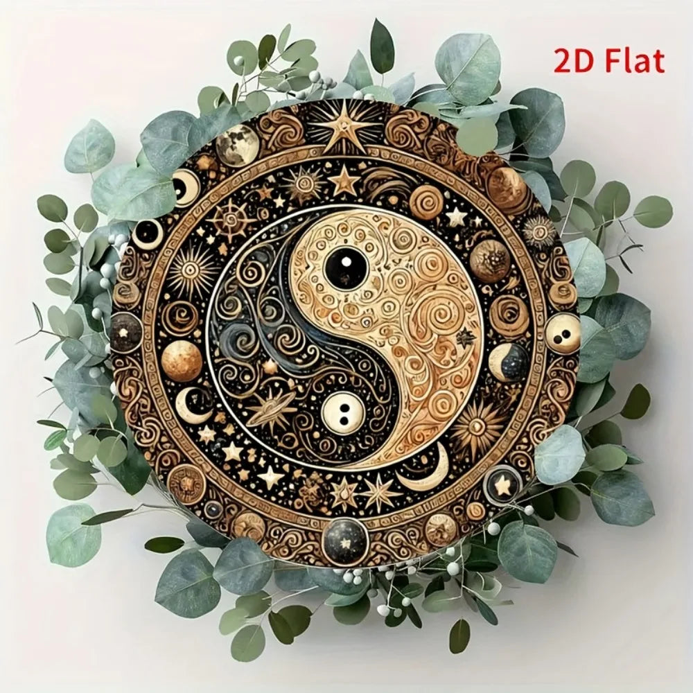Yin Yang Feng Shui Metal Sign -Hanging Decor for Home, Office, Cafe, Bar - Indoor & Outdoor Multi-Use with Detailed Carving
