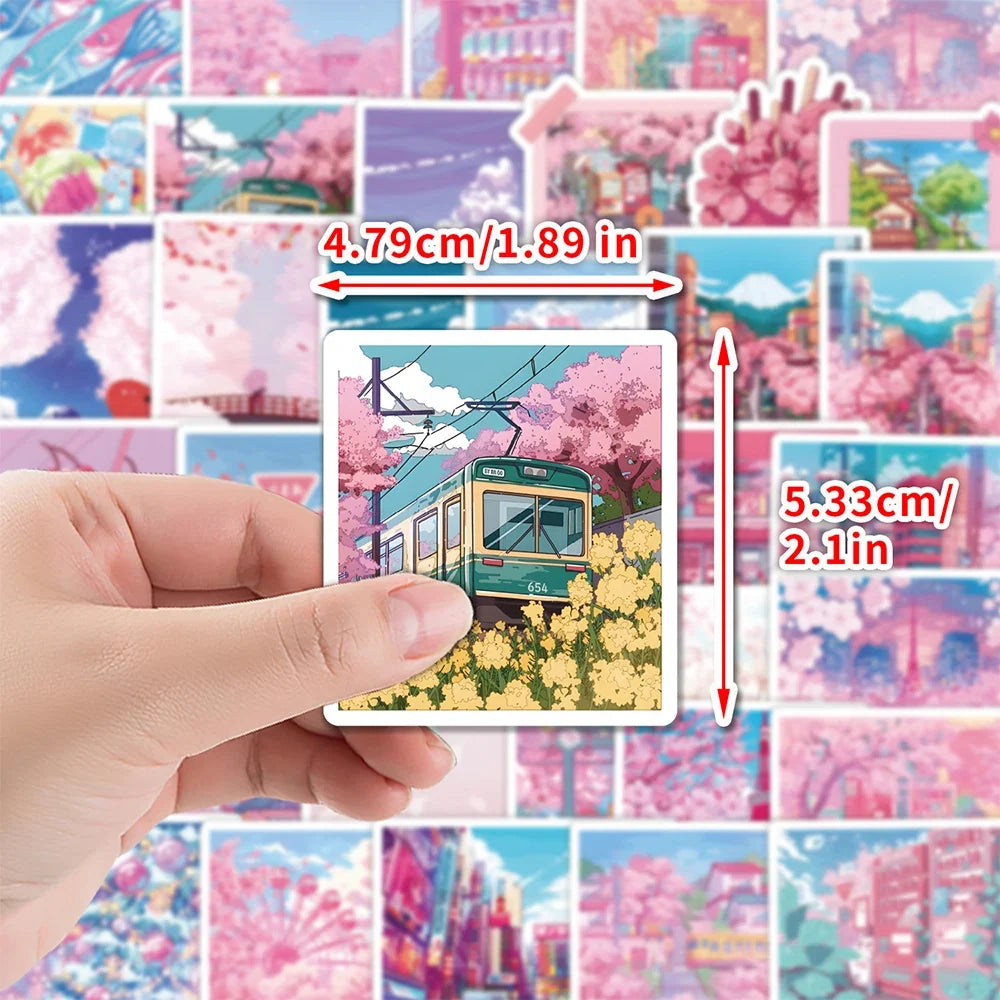 10/30/50pcs Cute Cartoon Pink Sakura Aesthetic Stickers DIY Laptop Fridge Notebook Suitcase Car Decoration Sticker Kids Toys
