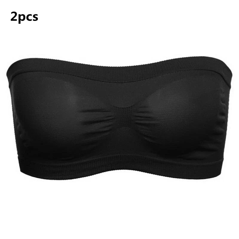 Lady's Sexy Strapless Crop Top Bra Bandeau Boob Tube Brassiere Summer Breathable Mesh Invisible Strapless without Chest Pad Wrap