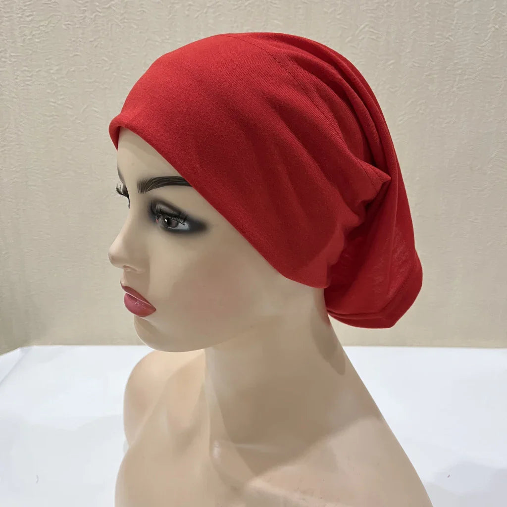 H065 plain tube hats Muslim Turban Pure Color Stretch Inner Hijabs For Caps Ready To Wear Women Head Scarf Under Hijab Bonnet