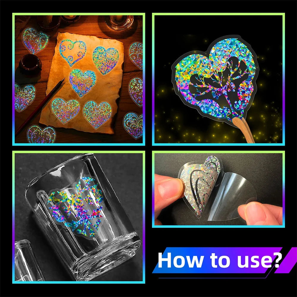 10/30/50pcs Cartoon Holographic Laser Flower Aesthetic Stickers Laptop Notebook Phone Suitcase Decoration Sticker Decals Kid Toy