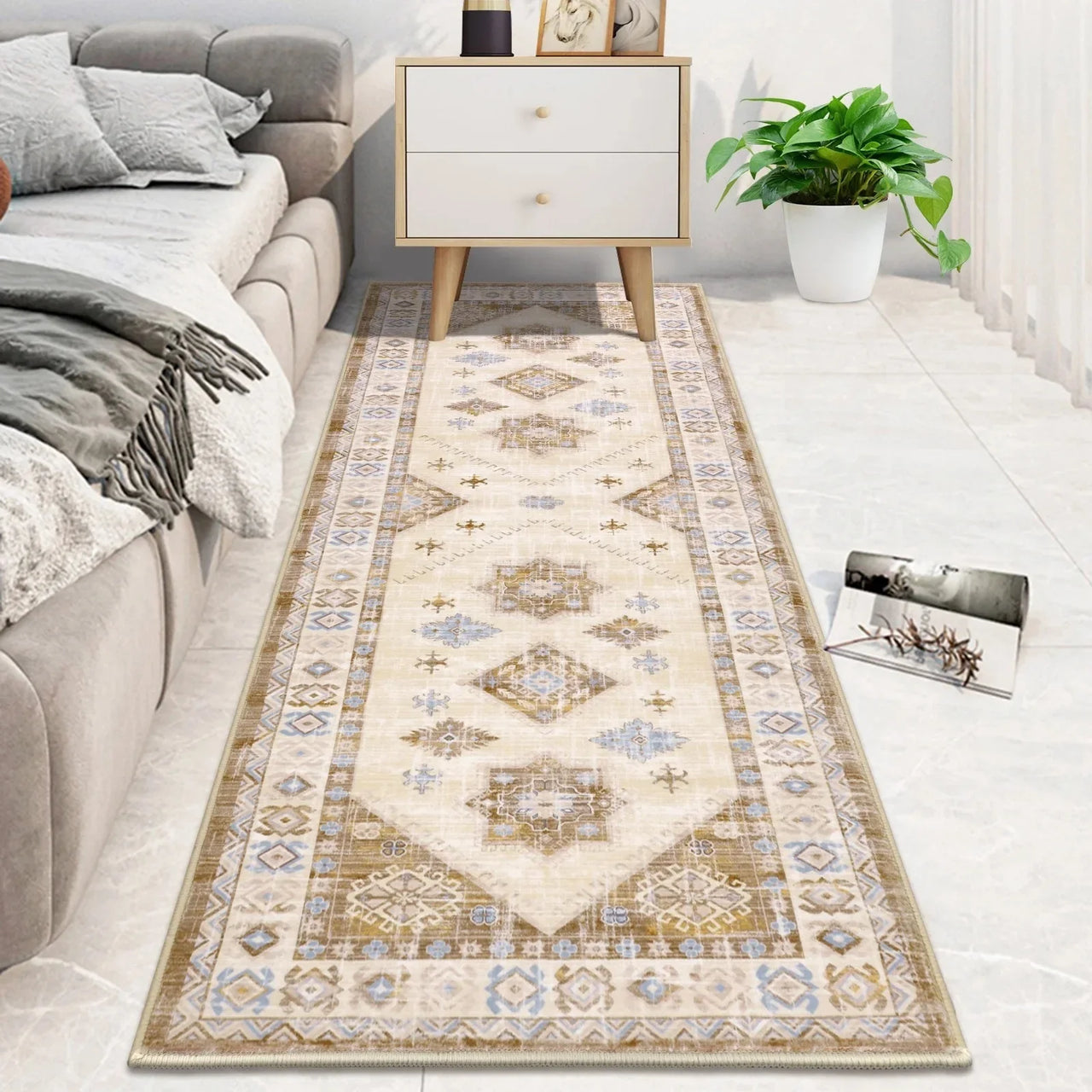 VIKAMA Bohemian Crystal Velvet Carpet Dirt Resistant And Easy To Care Hallway Full Carpeted Balcony Carpeted Home Decor