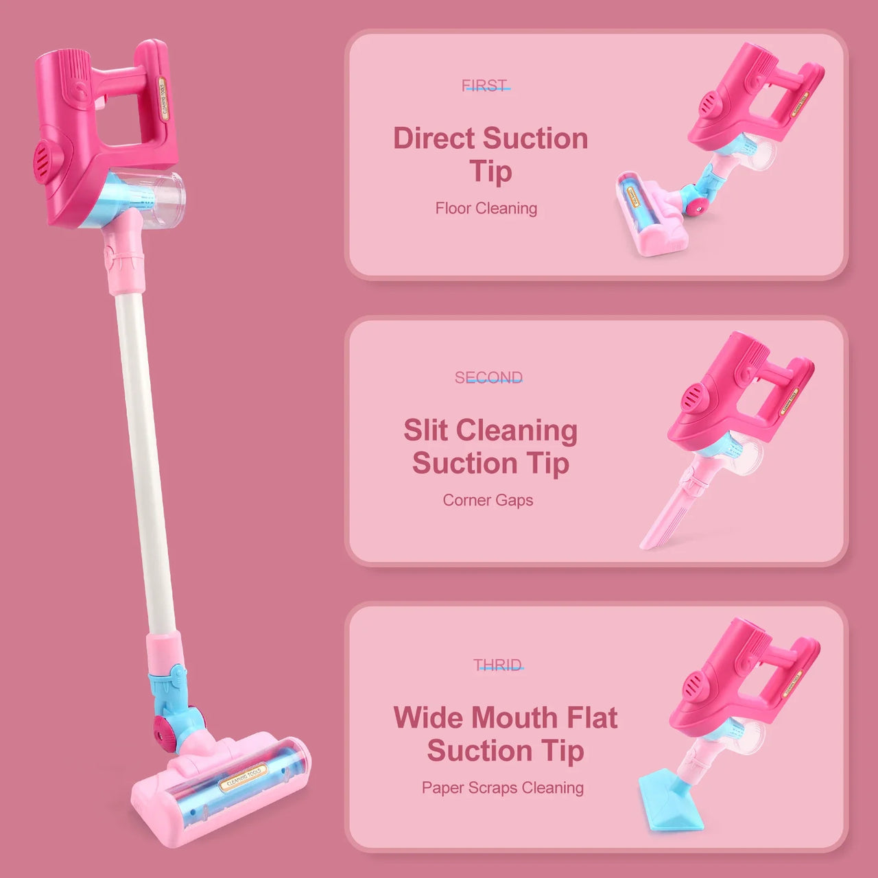 Electric Mini Vacuum Cleaner Simulation Housework Dust Catcher with Light and Music Educational Pretend Play Toys for Kids Gifts