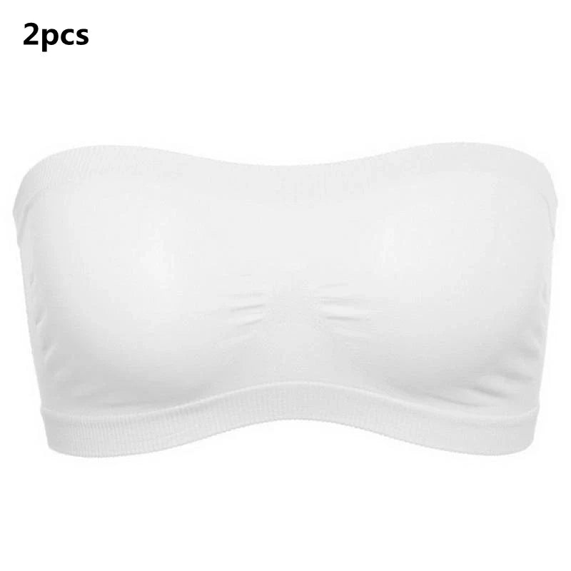 Lady's Sexy Strapless Crop Top Bra Bandeau Boob Tube Brassiere Summer Breathable Mesh Invisible Strapless without Chest Pad Wrap