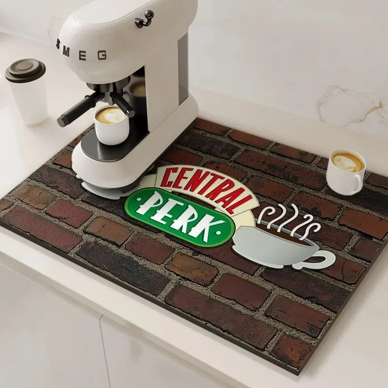 VIKAMA Coffee Machine Absorbent Mat Water and Oil Absorbent Kitchen Dish Drainer Quick-Drying Absorbent Mat Dish Mat Home Decor