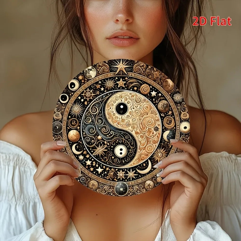 Yin Yang Feng Shui Metal Sign -Hanging Decor for Home, Office, Cafe, Bar - Indoor & Outdoor Multi-Use with Detailed Carving