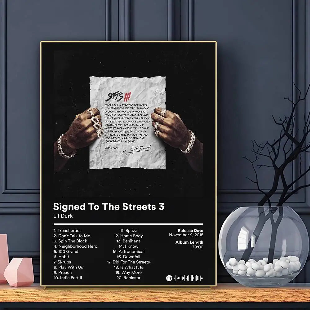 Rapper Lil Durk Deep Thoughts Poster HD Art Sticky Wall Waterproof Home Living Room Bar Decoration