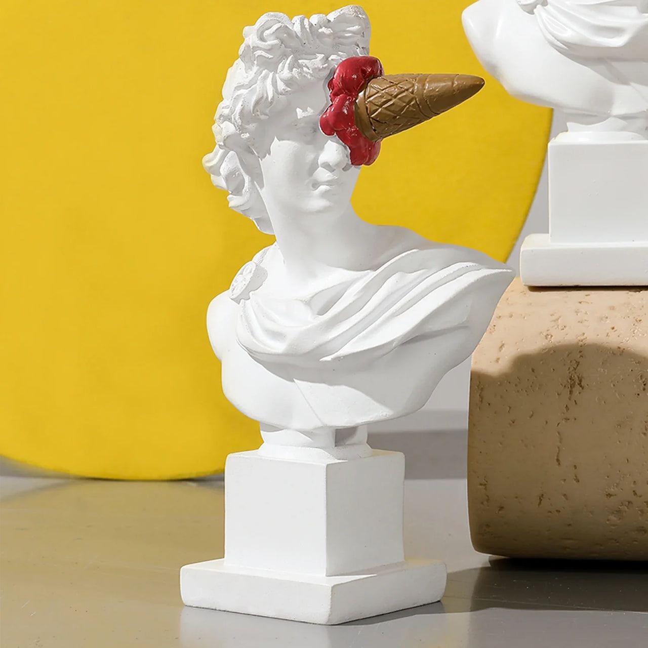 Apollo Sculpture Home Desktop Decor Portrait Resin Bust Creative Ice Cream Apollo Greek Statue For Living Room, Table Decorative