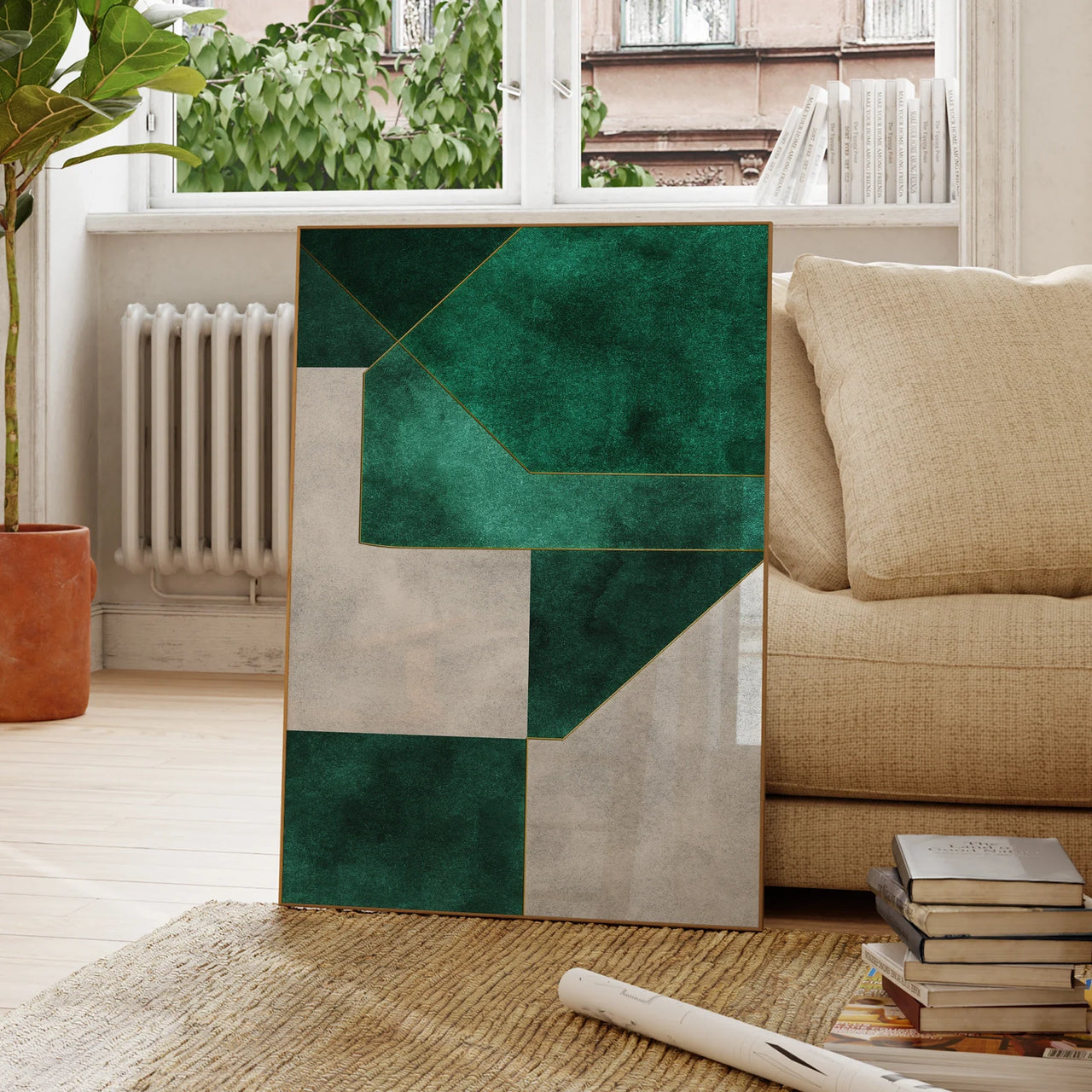 Modern Abstract green Emerald Geometry Wall Art Prints Canvas Painting Poster Living Room Bedroom Home Decor
