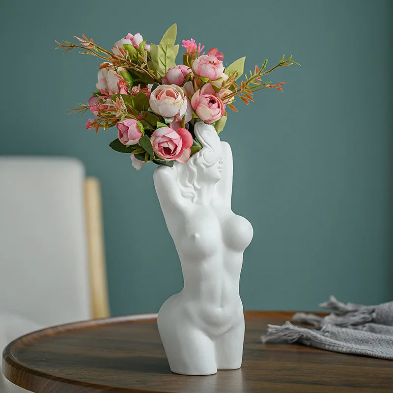 Women's Body Vase, Women's Curvy Vase, Unique Strip Look, Decorative Vase, Creative Flower Vase, Modern Bohemian Home Decoration