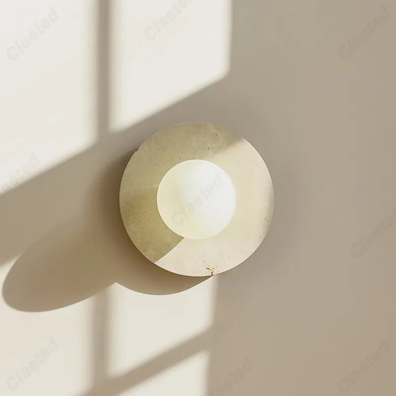 New LED Yellow Cave Stone Round Wall Lamp Living Room Corridor Porch Bedroom Bedside Wall Decorative Lighting
