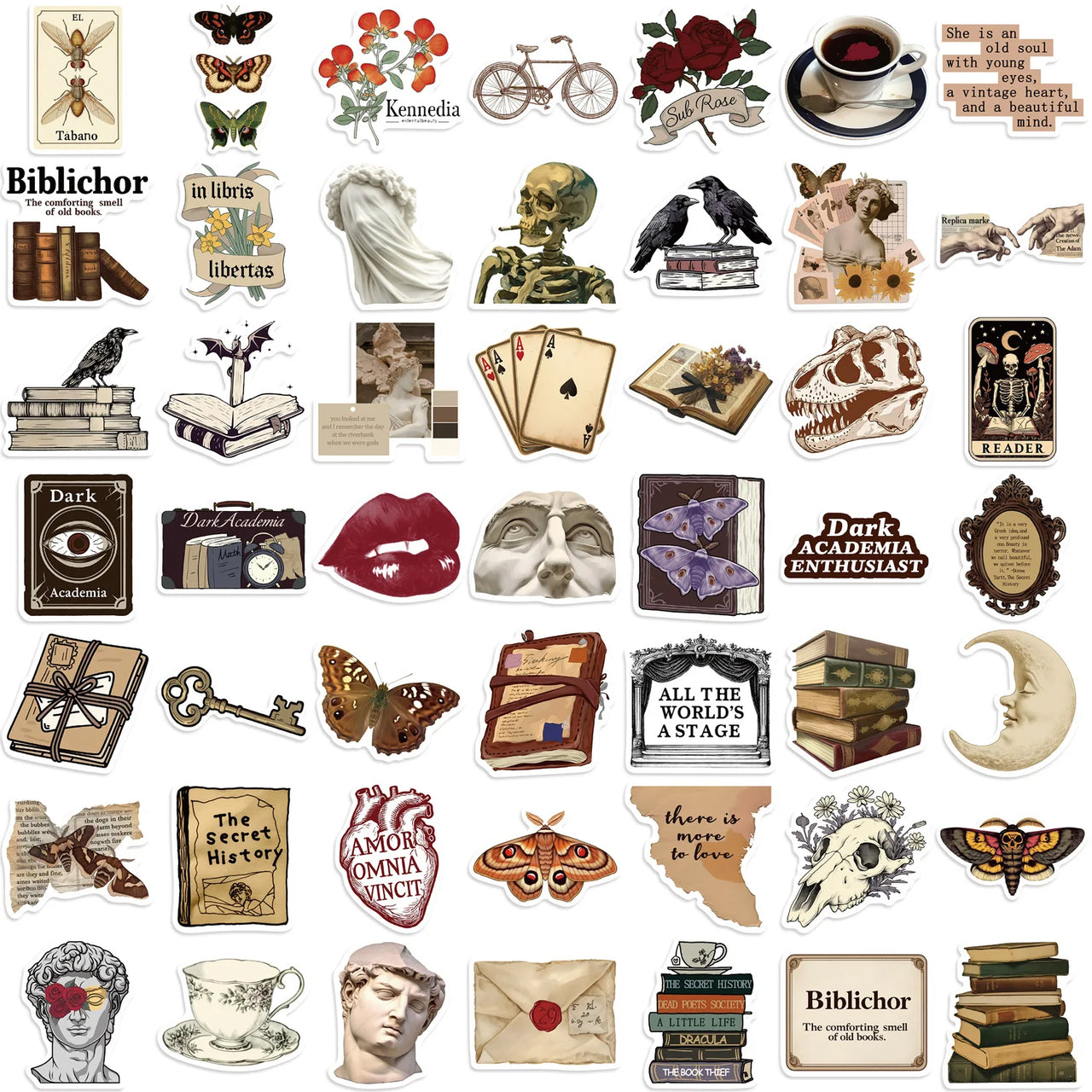 50PCS Cartoon Dark Aesthetics Graffiti Stickers Decorative Guitar Notebook Luggage DIY Waterproof Stickers