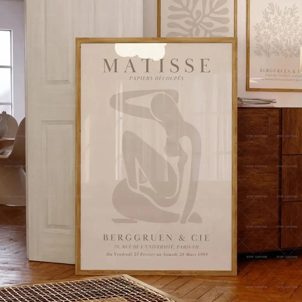 Mid Century Neutral Beige Gallery Matisse Picasso Exhibition Gift Wall Art Canvas Painting Posters For Living Room Home Decor