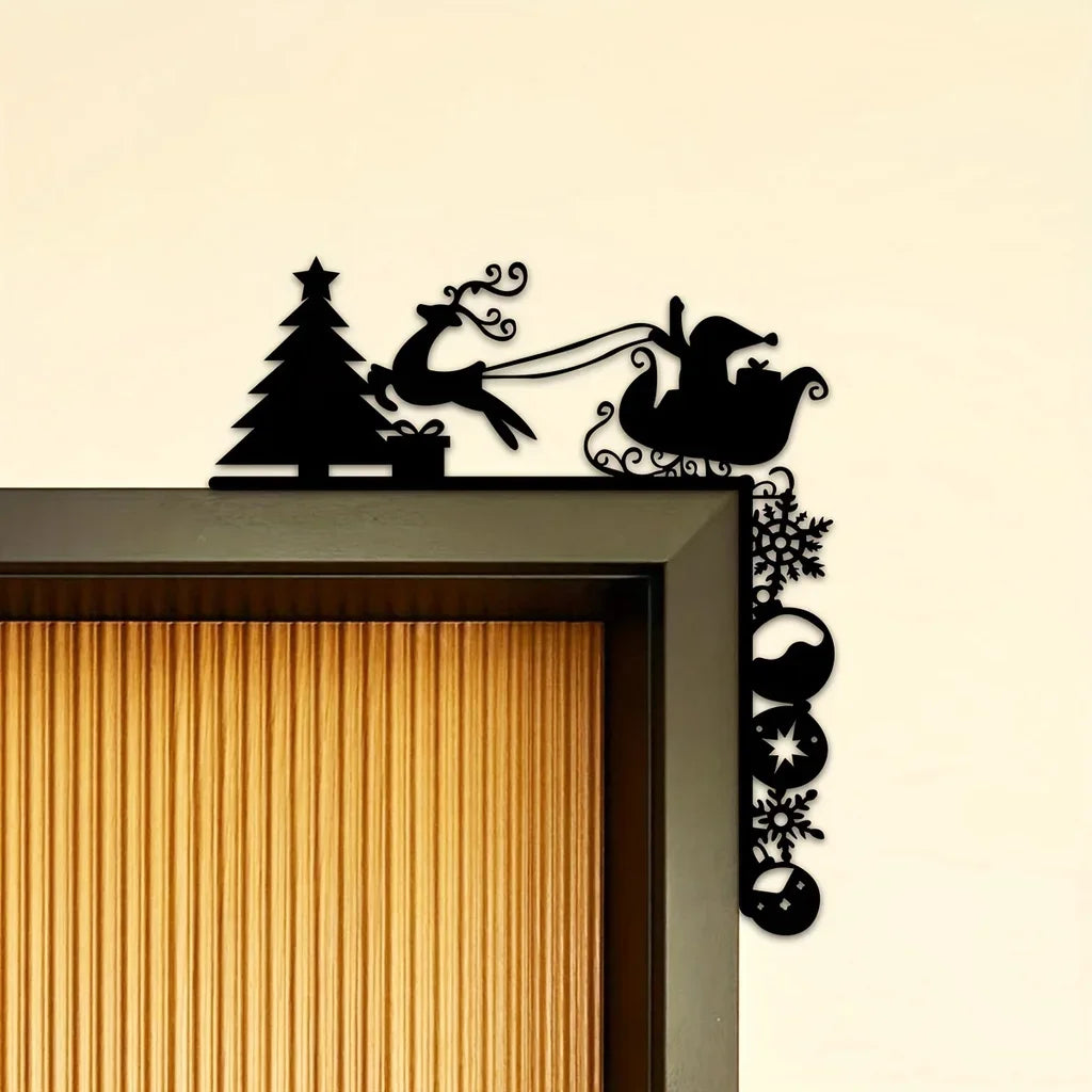 Charming Metal Sleigh Wall Stickers: Ideal for Door Corner Decorations, Christmas Party Decor and Stylish Metal Wall Hanging