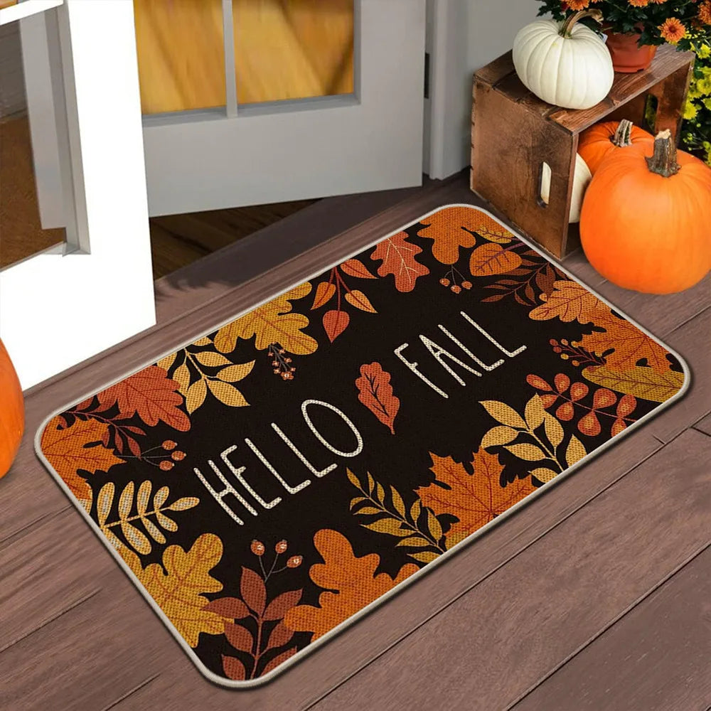 VIKAMA Halloween Autumn Door Mat Thanksgiving Welcome Mat Indoor/Outdoor Anti-Slip Carpet Home Decoration