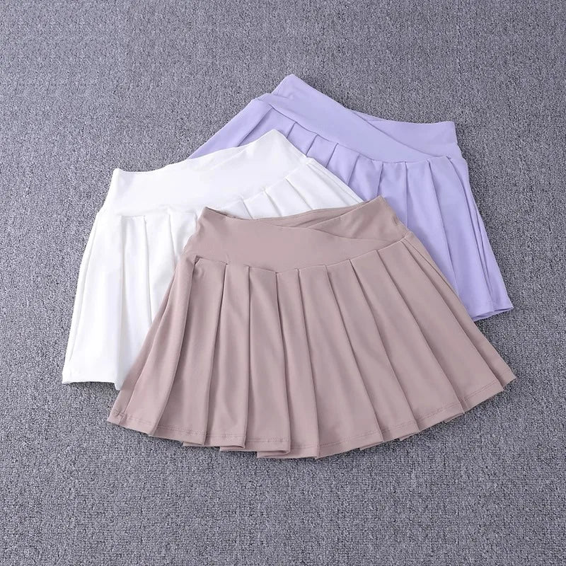 Women's Quick Dry Pleated Tennis Skirts Mid Waisted Cute Athletic Workout Running Sports Golf Skorts