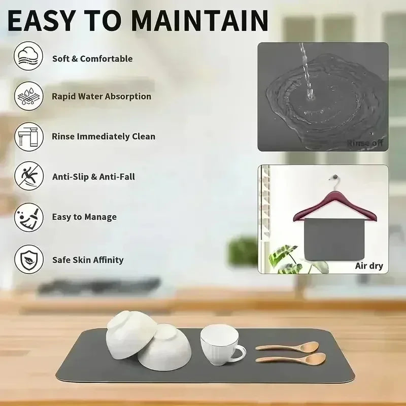 VIKAMA Coffee Machine Absorbent Mat Water and Oil Absorbent Kitchen Dish Drainer Quick-Drying Absorbent Mat Dish Mat Home Decor