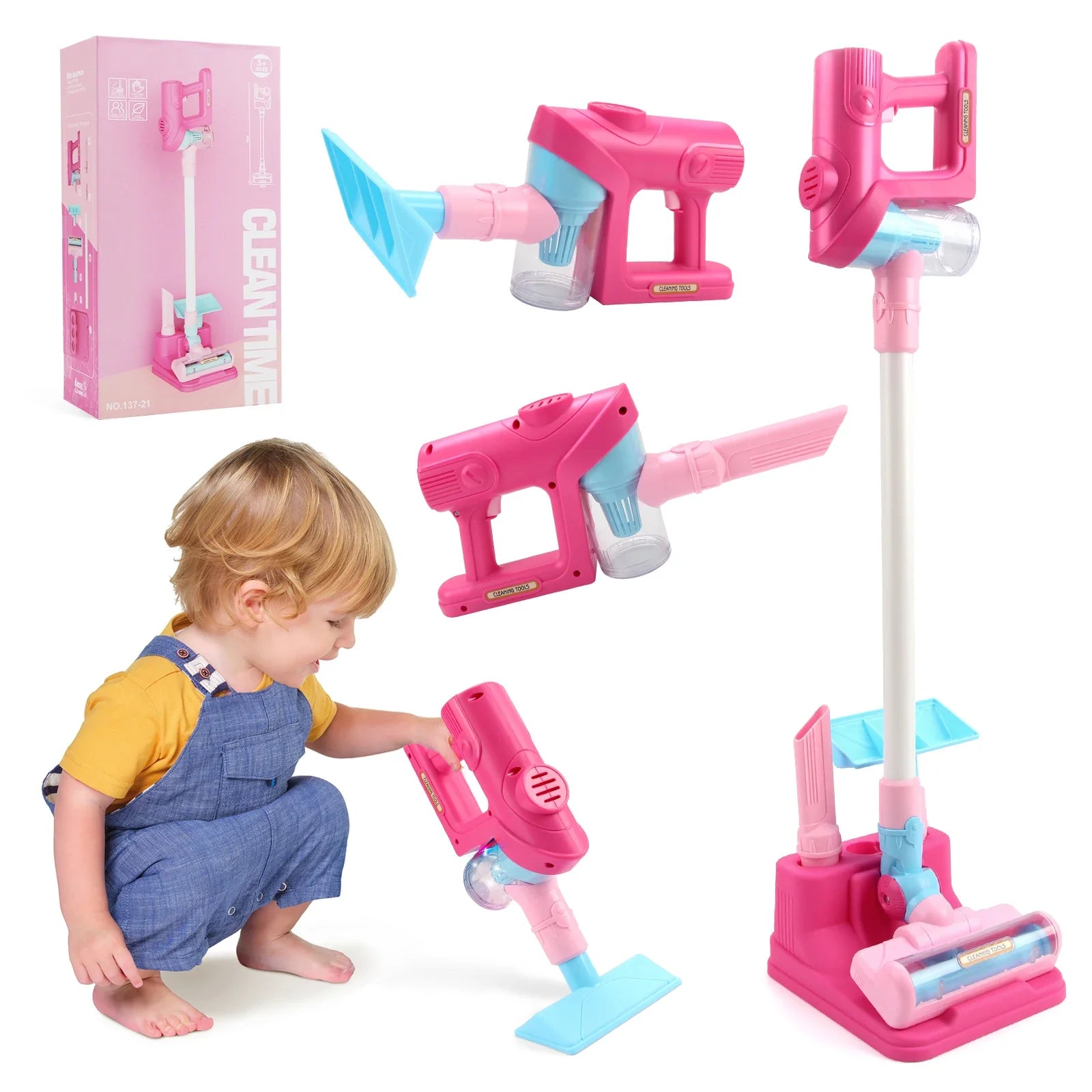 Electric Mini Vacuum Cleaner Simulation Housework Dust Catcher with Light and Music Educational Pretend Play Toys for Kids Gifts