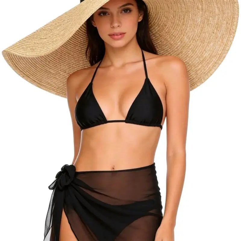 Women Chiffon Short Sarong Swimsuit Coverups Beach Bikini Wrap Sheer Short Skirt Chiffon Scarf Bathing Suit Cover Ups Swimwear