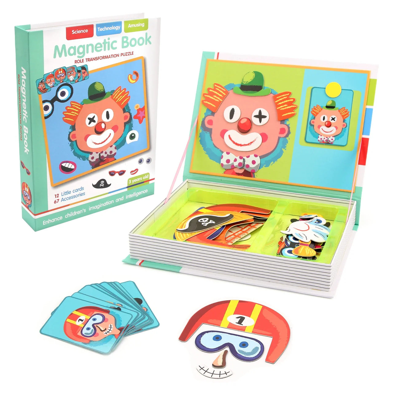 Kids Intelligent 3D Jigsaw Toys Magnetic Puzzle Book Brain Training Games Educational Montessori Toys for Kids Gifts Xmas Toys