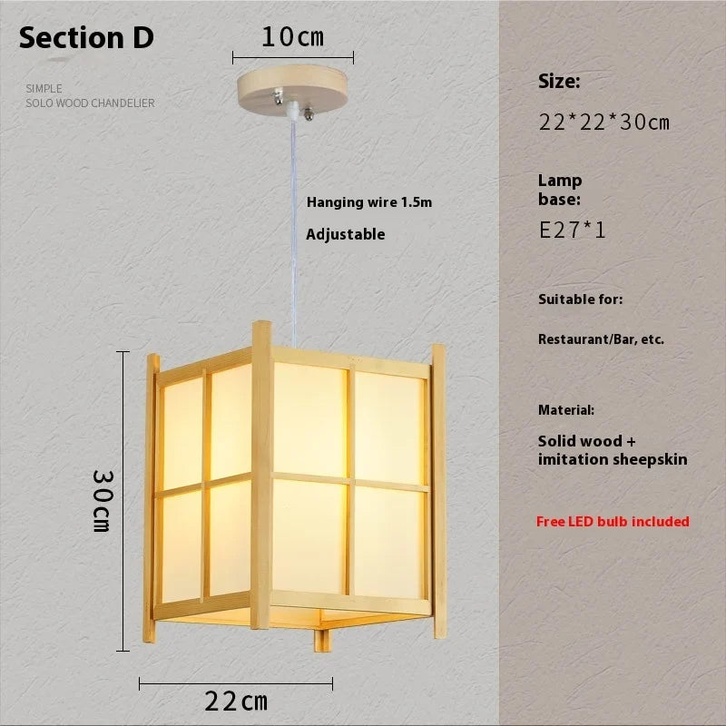Solid Wooden Pendant Light For Livingroom Dining Room Kitchen Homestay Japan Style Suspension Hanging Lamp Art Decoration E27