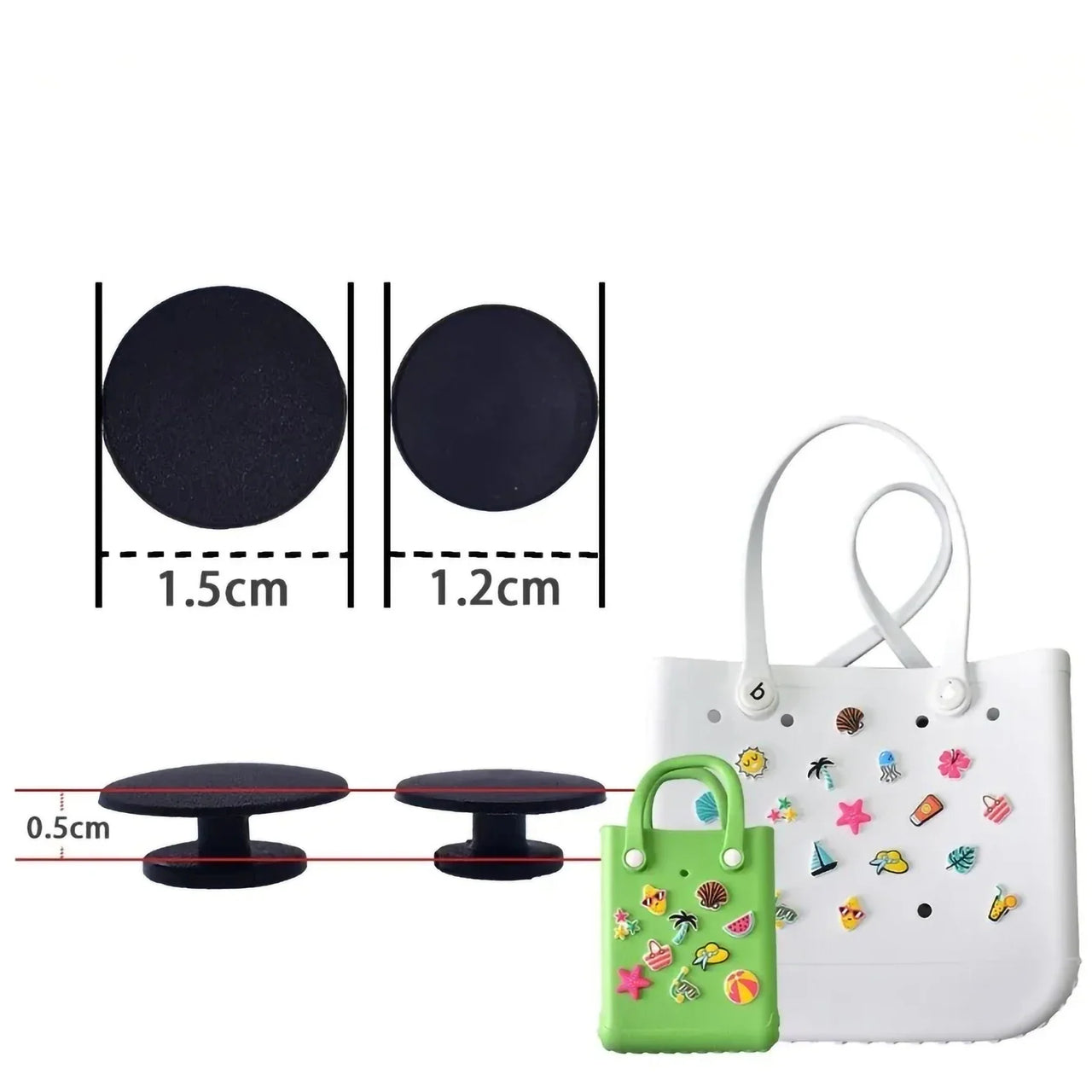 18pcs Lovely Bags Accessories Rubber Summer Decoration Women Beach Bag Tote Handbag Random Pairing Decorative Buckles Inser