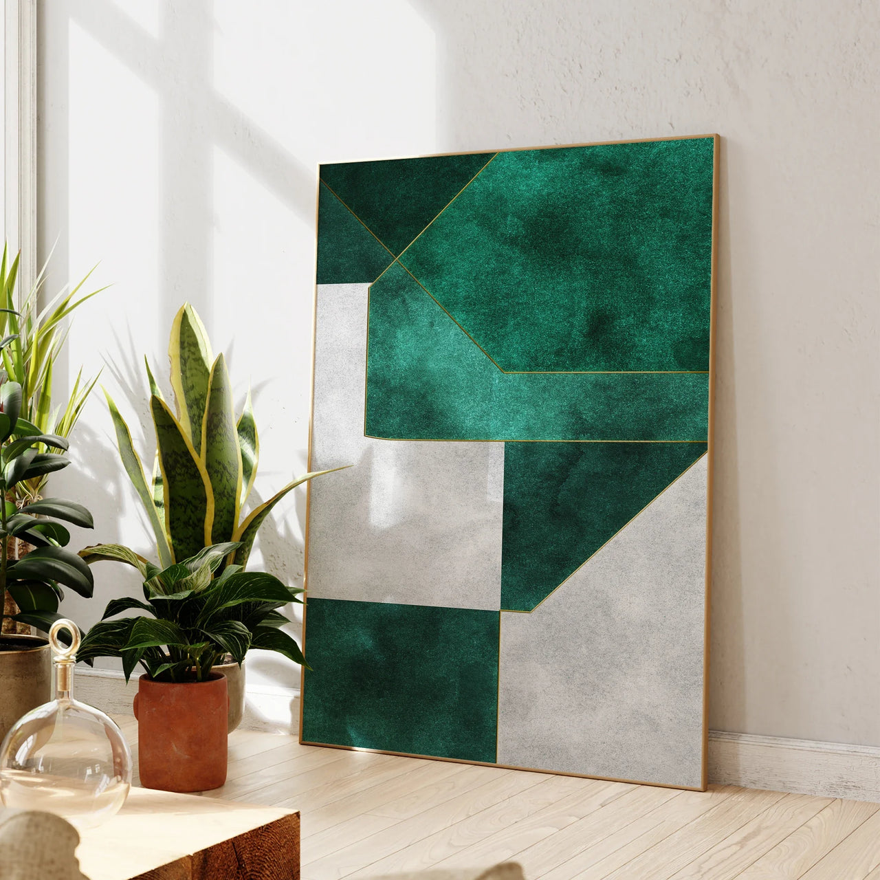 Modern Abstract green Emerald Geometry Wall Art Prints Canvas Painting Poster Living Room Bedroom Home Decor