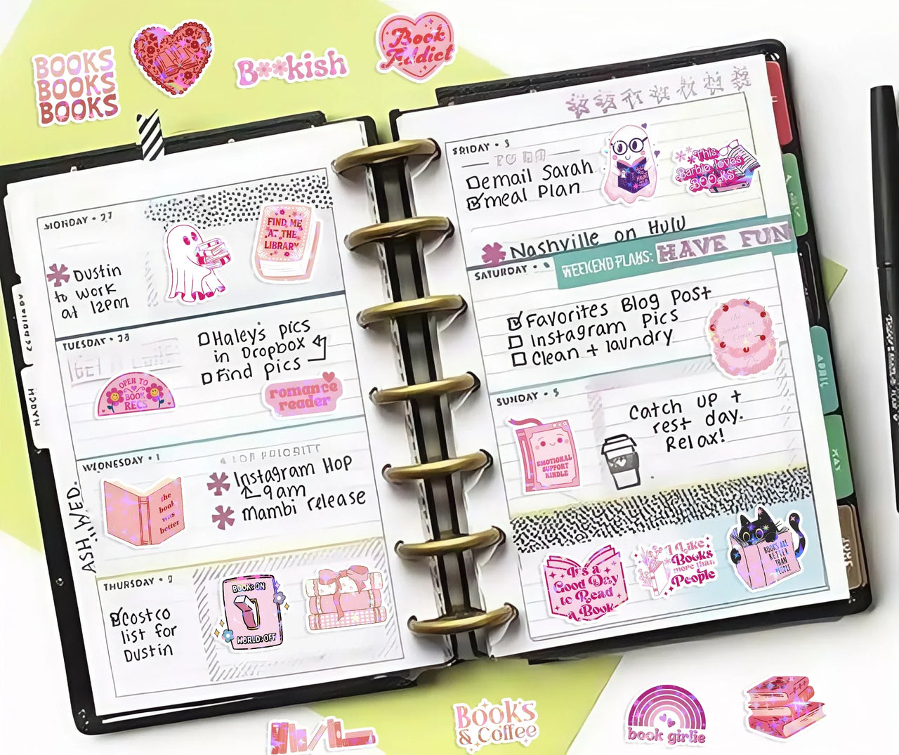 60/120 PCSPink Bookish Graffiti Stickers Pink Reading Decoration Notebook Luggage Stationery Stickers
