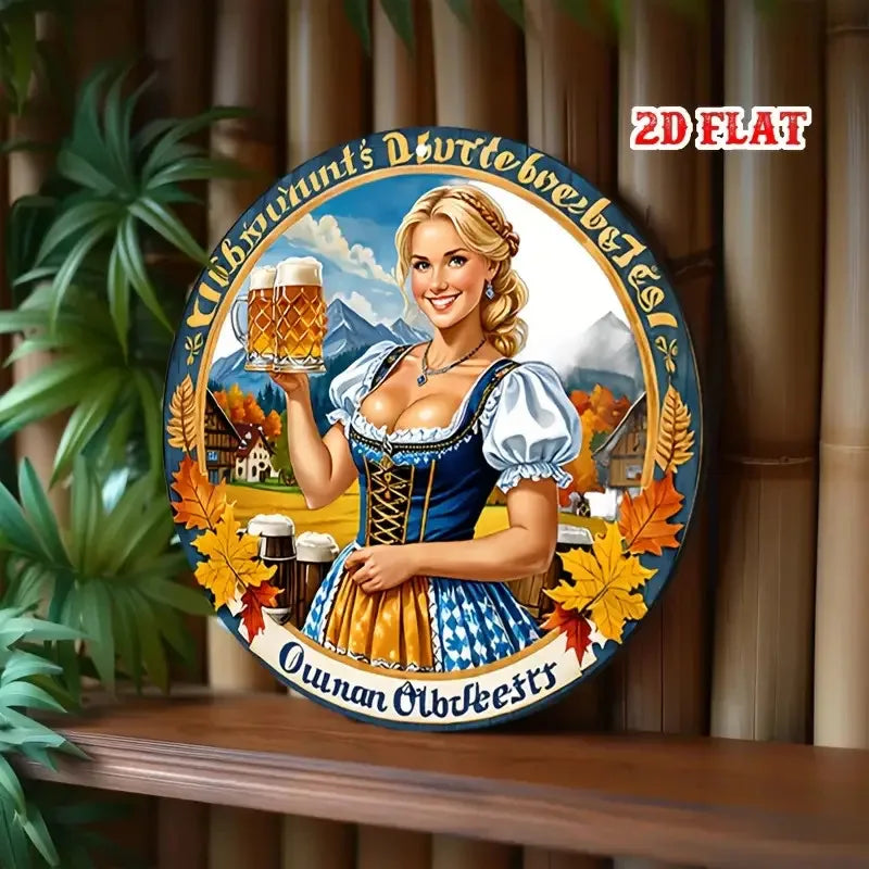 2D Flat 1pc Blonde Aluminum Metal Tin Sign, Retro Round Aluminum Sign, Vintage  Round Aluminum Sign - Beer Rustic Metal Wall Art