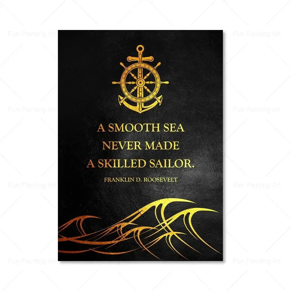 Motivational Quote Art Posters for Wall Black Golden Letters Inspiring Canvas Painting Wall Art Picture Office Living Room Decor