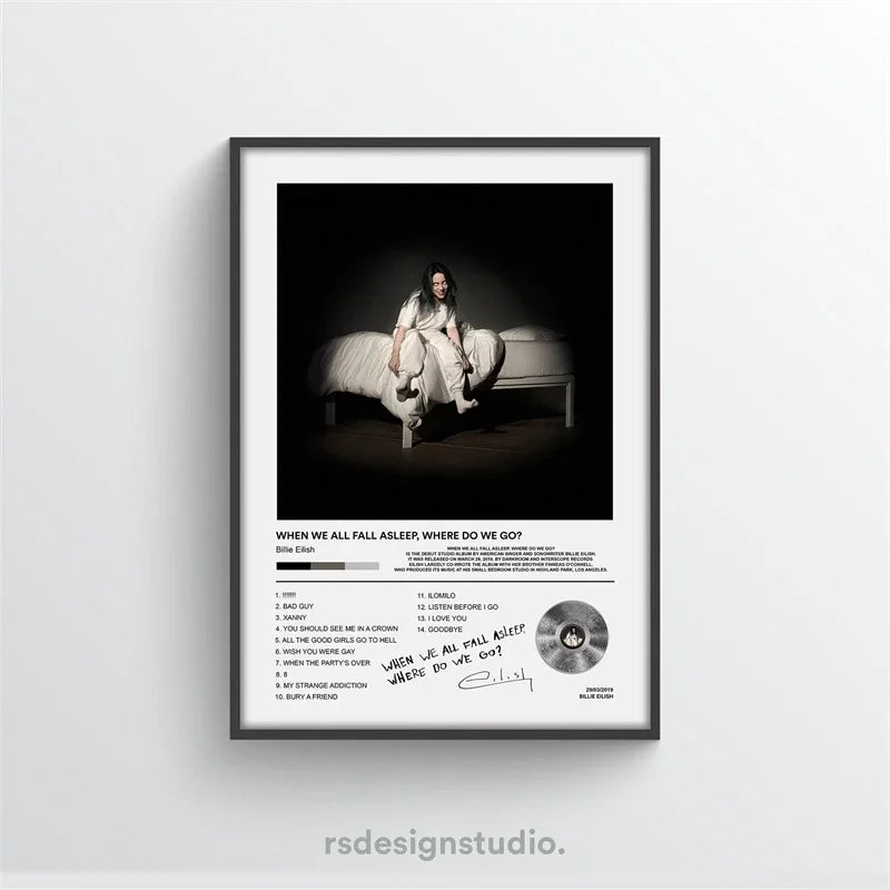 Rap Music Album Cover Happier Than Ever Poster Aesthetic Rapper Hip Hop Rock Canvas Wall Art Ideal for Room Decor