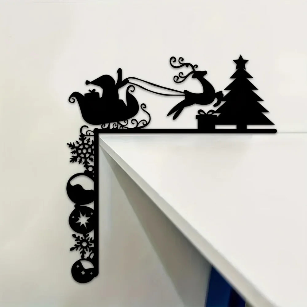Charming Metal Sleigh Wall Stickers: Ideal for Door Corner Decorations, Christmas Party Decor and Stylish Metal Wall Hanging