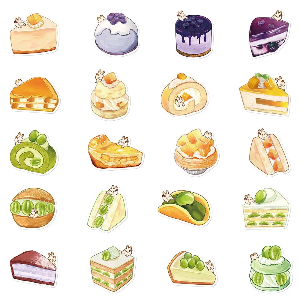 10/20/40pcs Cute Kawaii Cartoon Food Cake Dessert Aesthetic Stickers Decals Laptop Phone Scrapbook Stationery Sticker Kid Toy