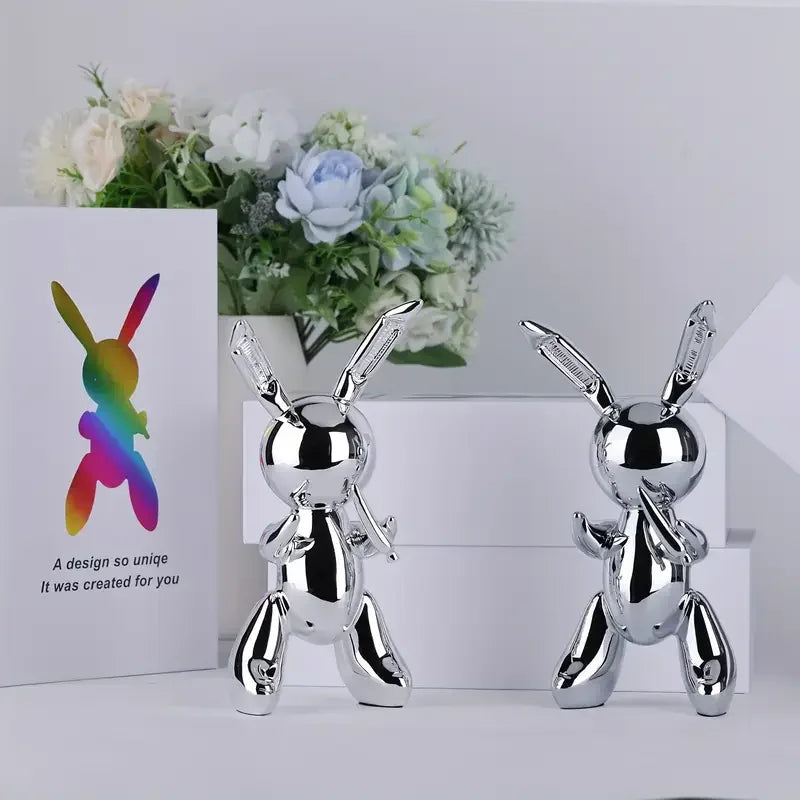 Resin Electroplated Carrot Rabbit Animal Figurine Home Soft Decorations Tabletop Decorations for Living Room And Guests
