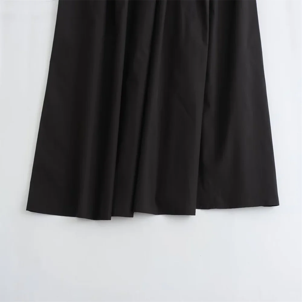 Mooyufon 2025 Women's temperament versatile loose and casual solid color high waisted skirt medium length A-line skirt
