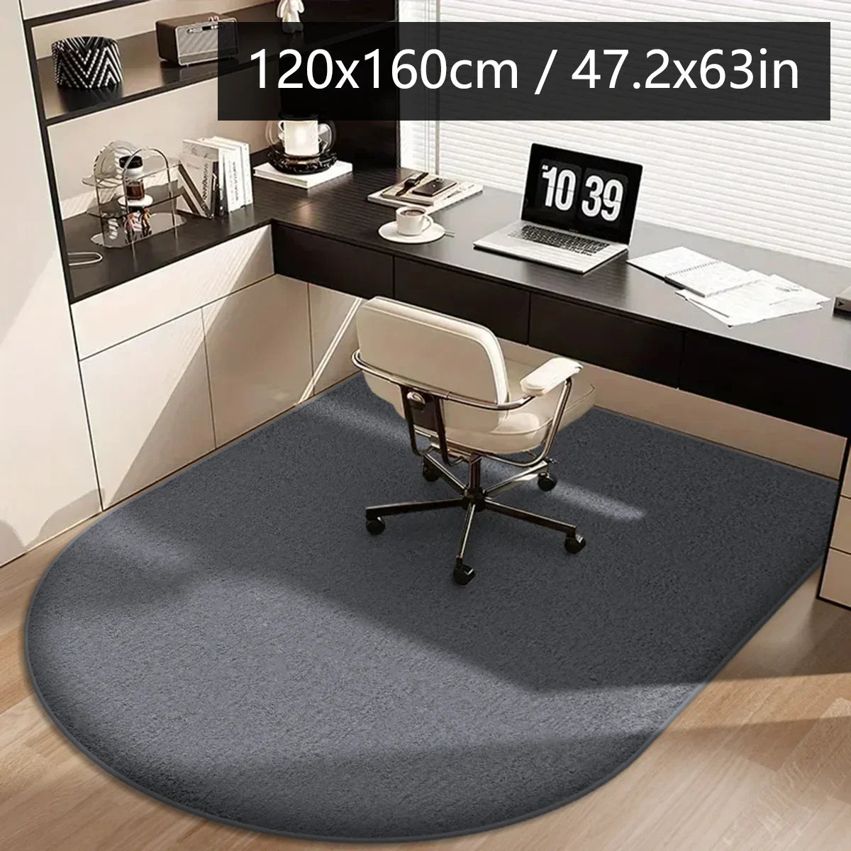 VIKAMA Solid Colour Arched Rug Soft And Non-Slip Office, Study Computer Chair Mat Dressing Table Foot Pad Home Decor