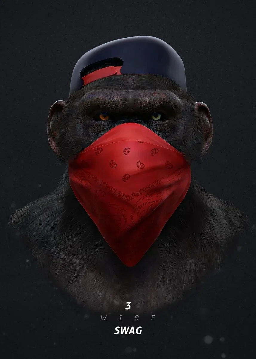 Three Swag Monkeys Canvas Art Posters and Prints Hip Hop Monkey Fashion Paintings on the Wall Art Animals Pictures Room Decor