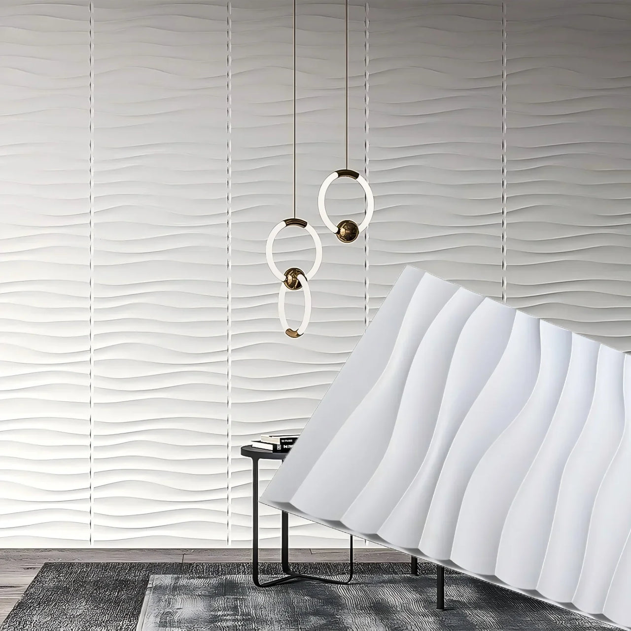 Wall Renovation 3D PVC Wave Board Texture Wall Panel Non-self-adhesive Wall Sticker Art Ceramic Tile Wallpaper Room Bathroom