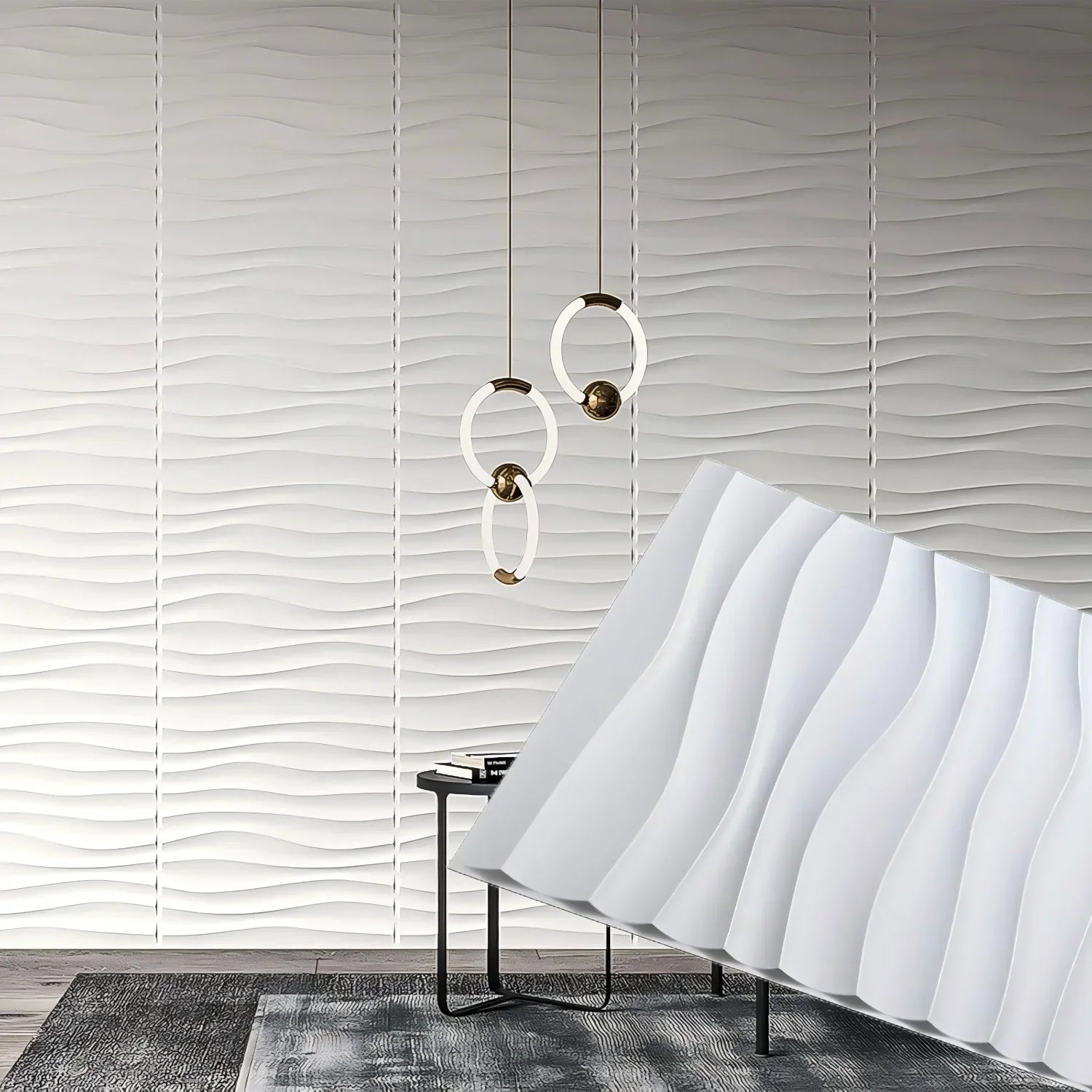 Wall Renovation 3D PVC Wave Board Texture Wall Panel Non-self-adhesive Wall Sticker Art Ceramic Tile Wallpaper Room Bathroom