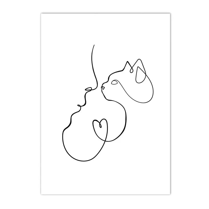 Abstract Pet Dog Cat Poster Canvas Painting Line Drawing Wall Poster Black White Minimalist Art Prints Nordic Picture Home Decor