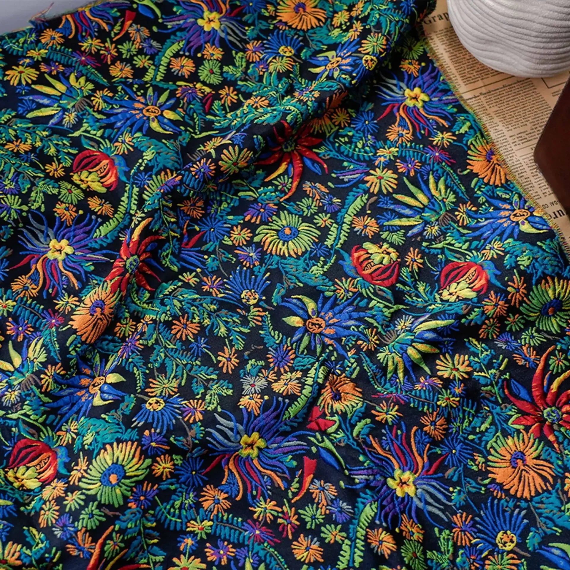 Exquisite Relief Flower Jacquard Fabric Women's Suit Dress Bag Decorative Sewing Fabric