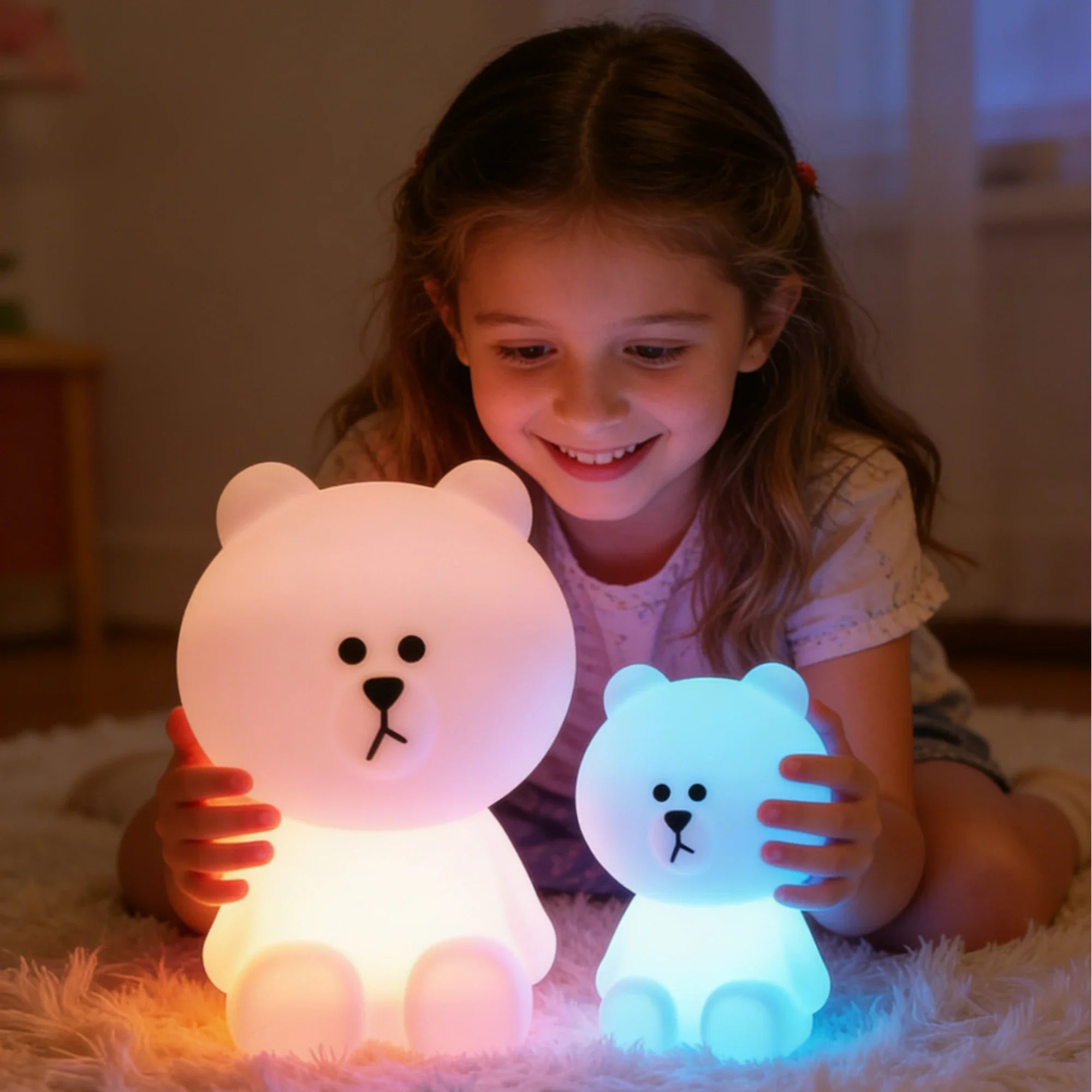 LED Cute Bear Mood Light Night Lamp Children's Bedroom Bedside Lights LED Table Light Living Room Floor Light Birthday Gift