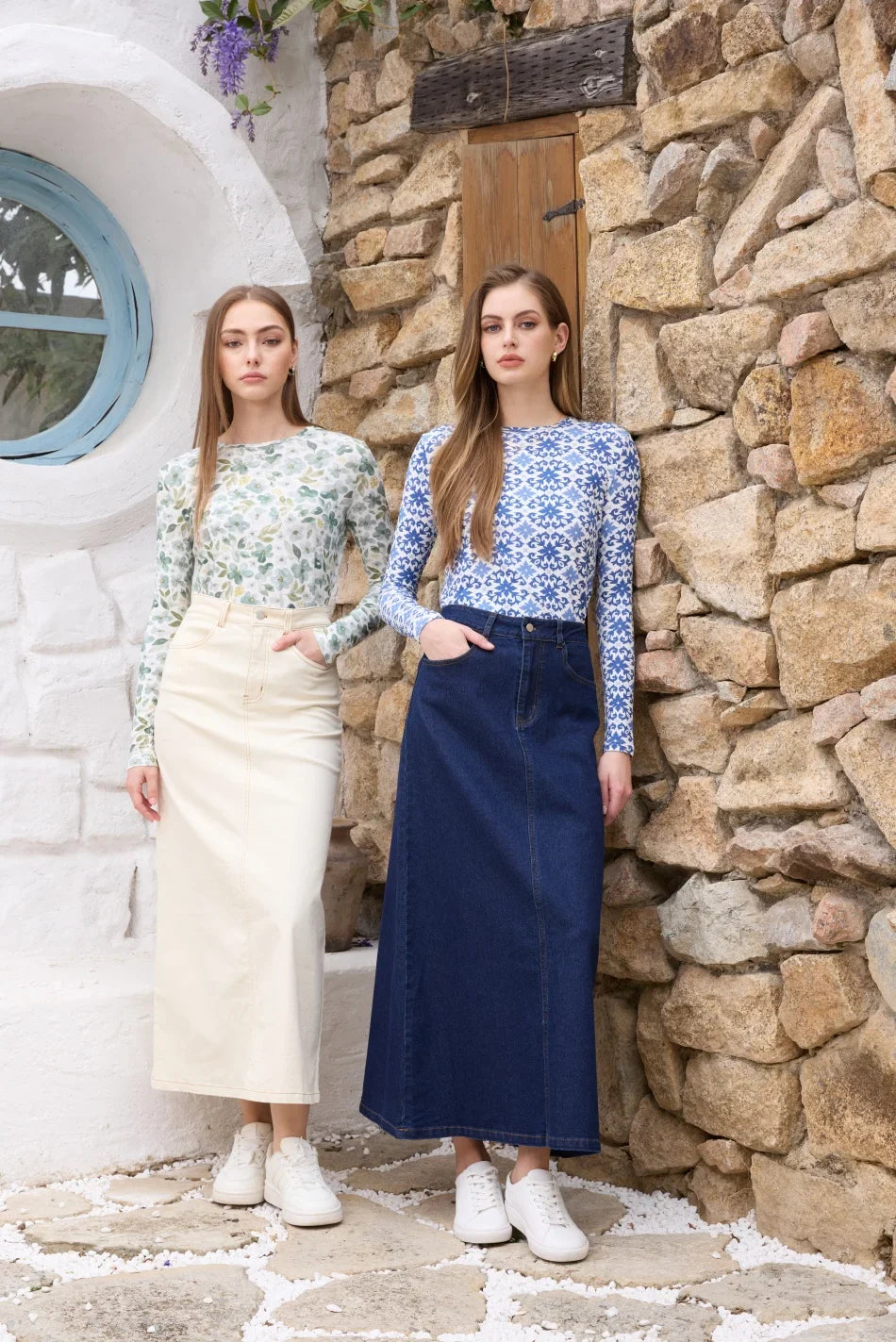 AS SS26  stretch denim skirt fashion lady wear elastic fabric ( waist expands about 2-3cm)