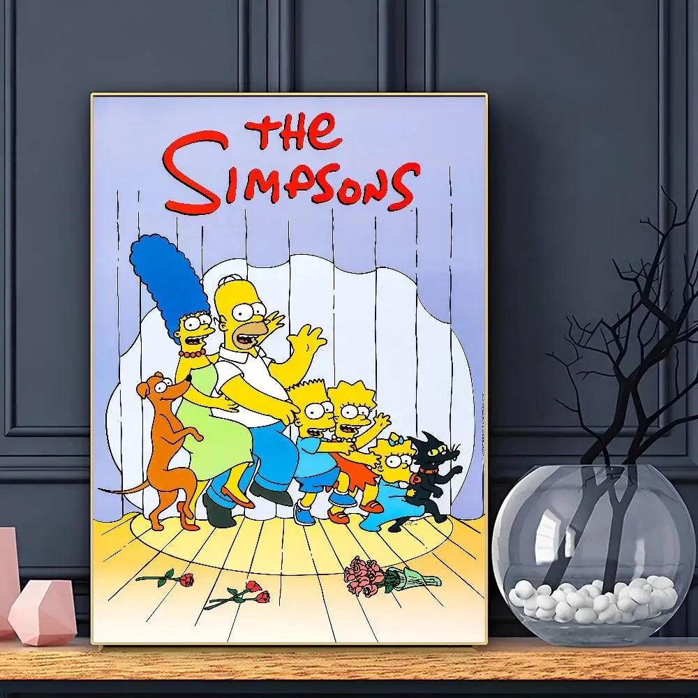 Cartoon Funny The S-Simp-sonsS Poster Sticky Wall Art Printing Waterproof Home Living Bed Room Bar Aesthetic Decor