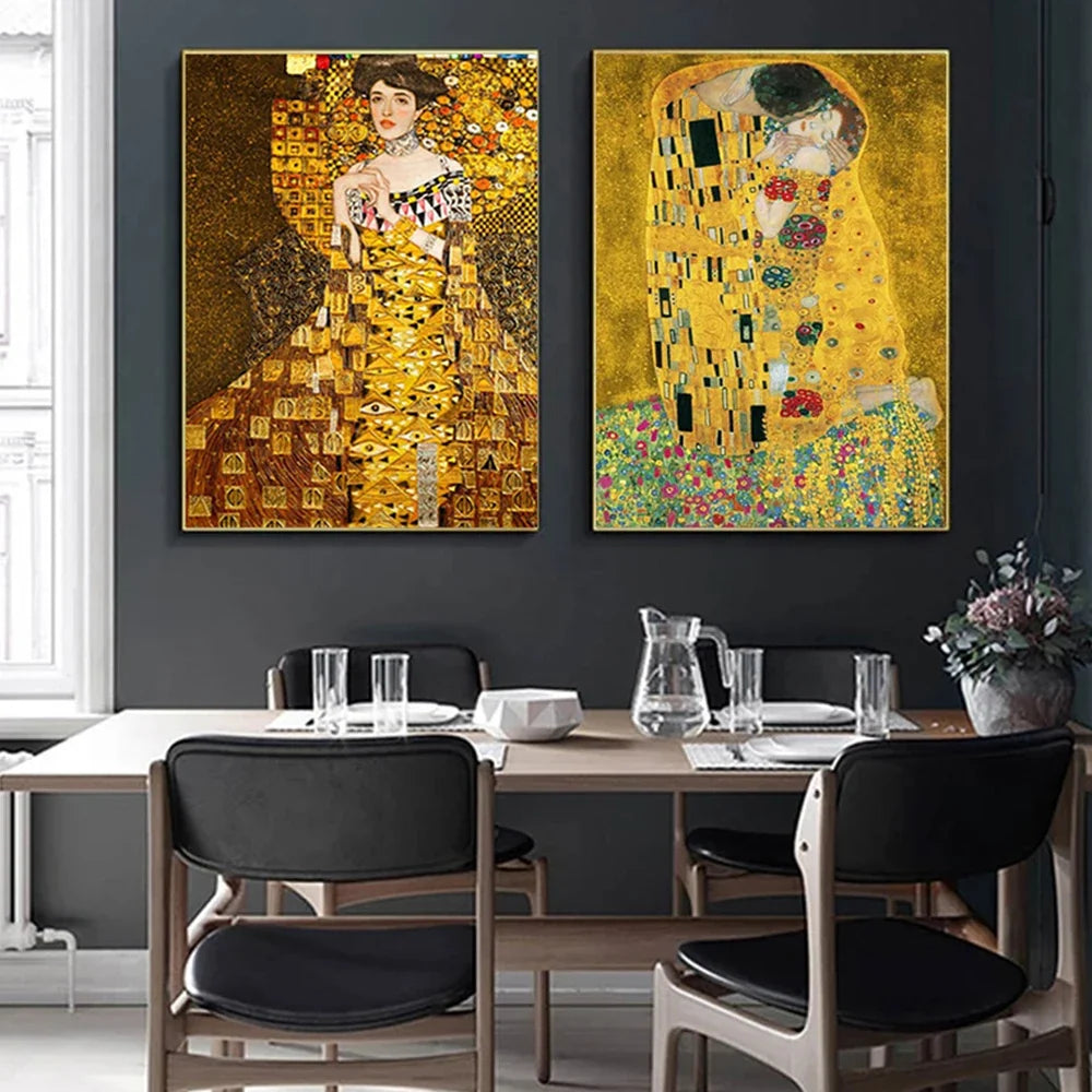 Classic Abstract Wall Art Gustav Klimt The Kiss Oil Painting HD Canvas Print Poster Home Living Room Bedroom Decoration