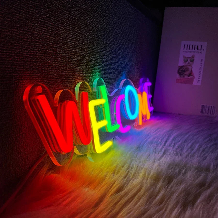 Welcome Neon Sign, Commercial Wall Lamp Usb Powered, Very Suitable For Restaurants, Salons, Bars, Coffee Shops, Shops Decor.