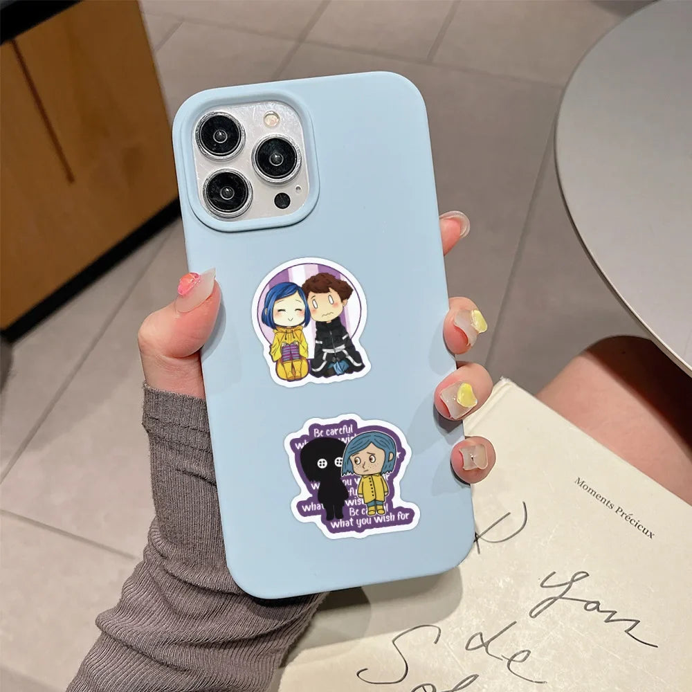 60pcs Horror Movie Coraline & the Secret Door Stickers Phone Scrapbook Suitcase Cartoon Graffiti Decals Sticker For Stationery