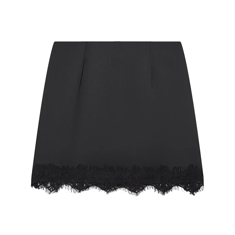 Women Mini Lace Skirt Sexy A-line Pleated High Waist Skirt for Women Spring Summer New Lace Short Skirt