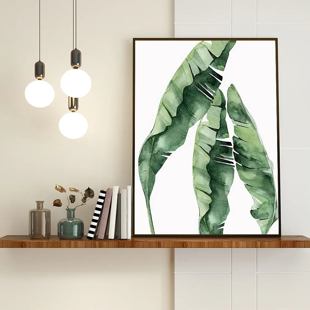 Nordic Green Plants Canvas Wall Art Monstera Fern Banana Leaf Painting Decor Living Room Bedroom Botanical Prints Hot Sale
