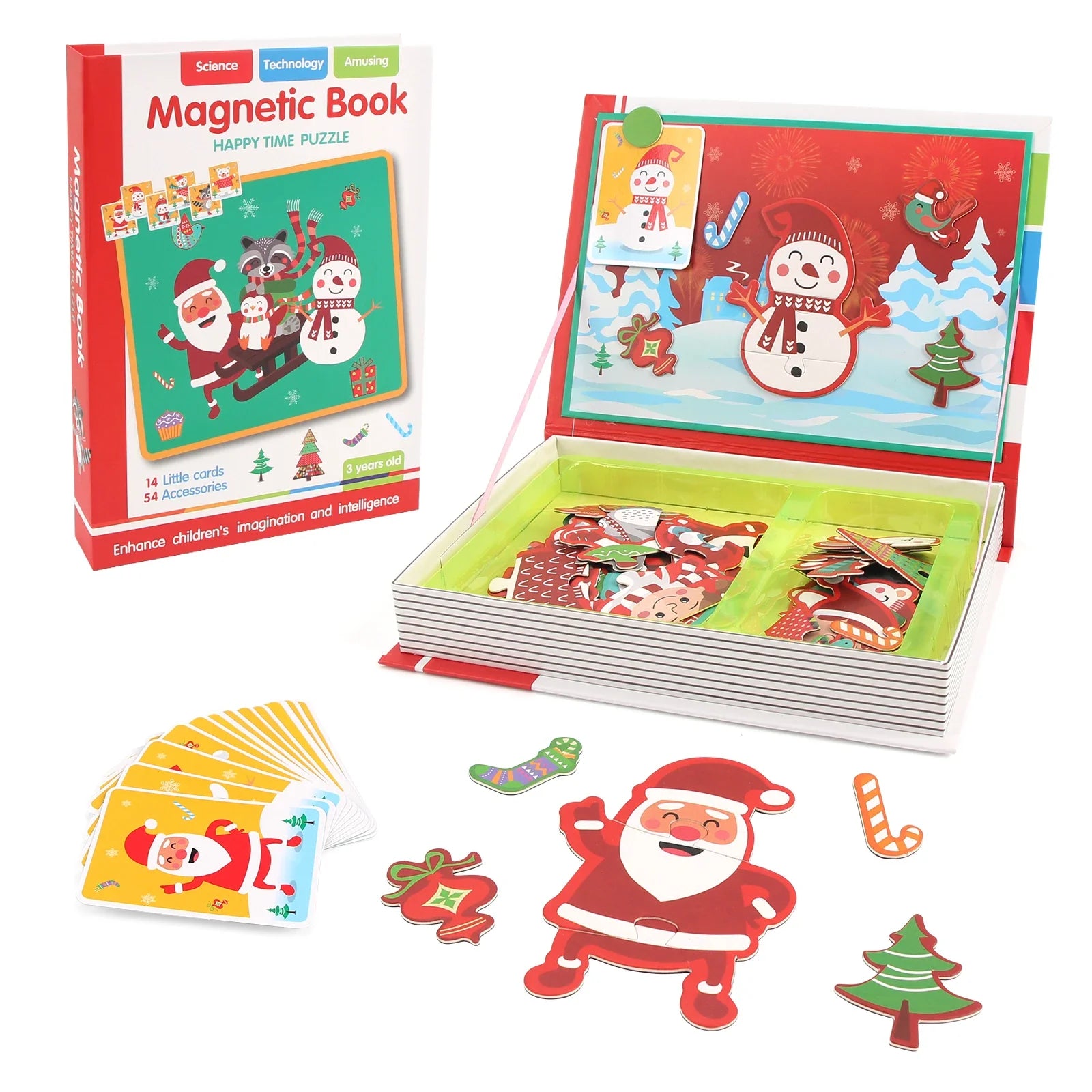Kids Intelligent 3D Jigsaw Toys Magnetic Puzzle Book Brain Training Games Educational Montessori Toys for Kids Gifts Xmas Toys